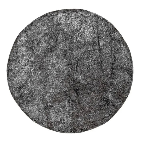 Tapete Redondo 1,50x1,50 Preto Mescl Shaggy Pelo Baixo 18mmb