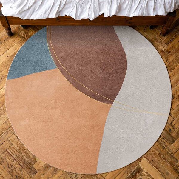 Tapete Redondo Bernadine Safed Veludo Ø137cm Antiderrapante