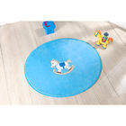 Tapete Redondo De Pelúcia Bebê Cavalinho Azul Turquesa 78cm X