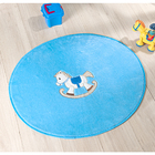 Tapete Redondo De Pelúcia Bebê Cavalinho Azul Turquesa 78cm X