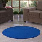 Tapete Redondo De Sala E Quarto 1,10m X 1,10m Pelúcia - Azul