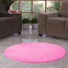 Tapete Redondo De Sala E Quarto 1,10m X 1,10m Pelúcia - Rosa