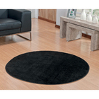 Tapete Redondo De Sala Preto Liso Pelúcia Baixa 1,50m De Diâm