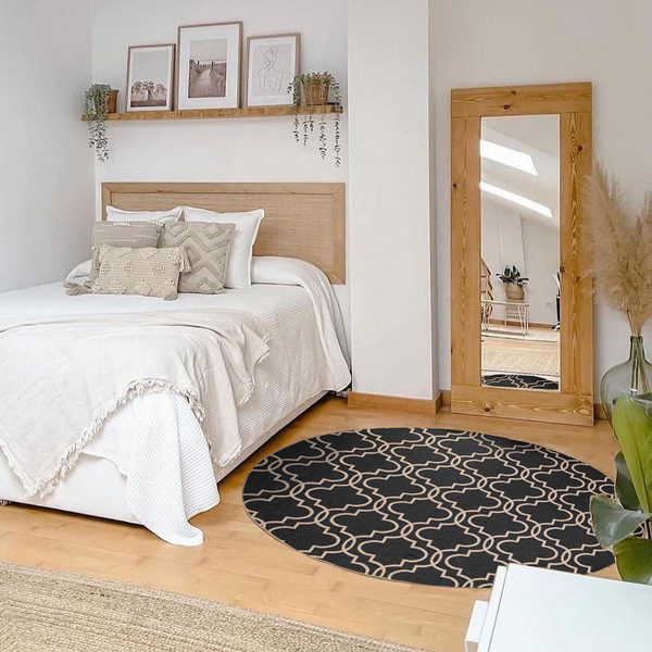 Tapete Redondo Geométrico Agriz Ø135cm Marrom - Antiderrapante