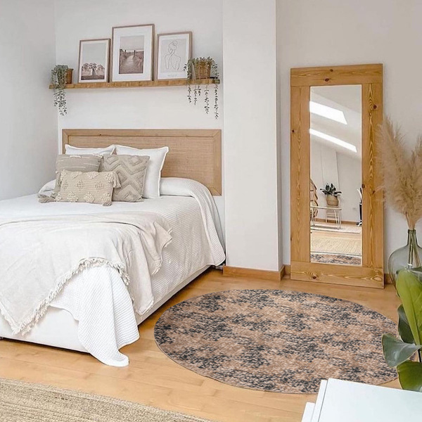 Tapete Redondo Jacquard Solaris Ø135cm Marrom - Antiderrapante