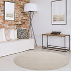 Tapete Redondo Melody Pelo Poliéster Marfim 1,40m Jolitex