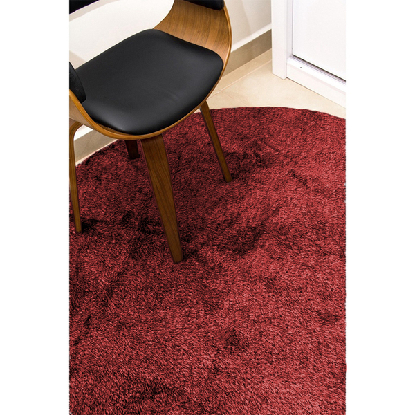 Tapete Redondo Para Sala 2,00 X 2,00 Shaggy Vermelho Casu