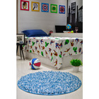 Tapete Redondo Studio Teen Shaggy Alto Antid. Mescla Azul