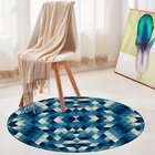 Tapete Redondo Wevans Abstrato Azul 94cm