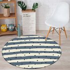 Tapete Redondo Wevans Listras Azuis 94cm