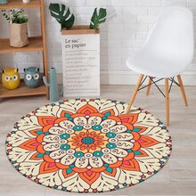 Tapete Redondo Wevans Mandala Laranja 94cm