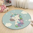 Tapete Redondo Wevans Unicórnio Azul 94cm