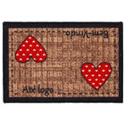 Tapete Retangular Bem Vindo Coração Caqui 60cm X 40cm