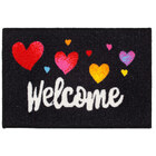 Tapete Retangular Bem Vindo Coração Preto 60cm X 40cm