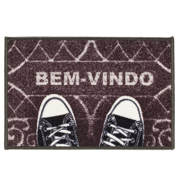 Tapete Retangular Bem Vindo Tênis Preto 60cm X 40cm