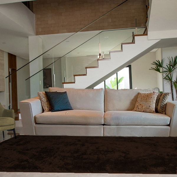 Tapete Retangular Peludo Para Quarto E Sala 100x140 Tabaco Ca
