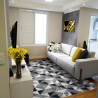 Tapete Sala Antiderrapante Jacquard Moderno 132x250cm Preto C