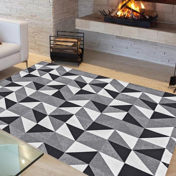 Tapete Sala Dallas 1,35m X 1,00m Antiderrapante Estampado Pre