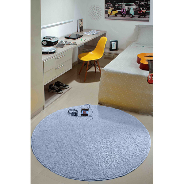 Tapete Sala Esc. 1 50 Redondo Antider. Azul Bebê Classic