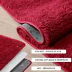 Tapete Sala Felpudo Peludo Vinho Coração 140 Cm