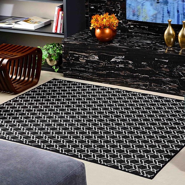 Tapete Sala Quarto 1 40x2 00 Mandala Des 01 Preto Pratik