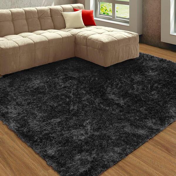 Tapete Sala/quarto Felpudo Atrativo 2,00mx3,00m Preto Casa Do