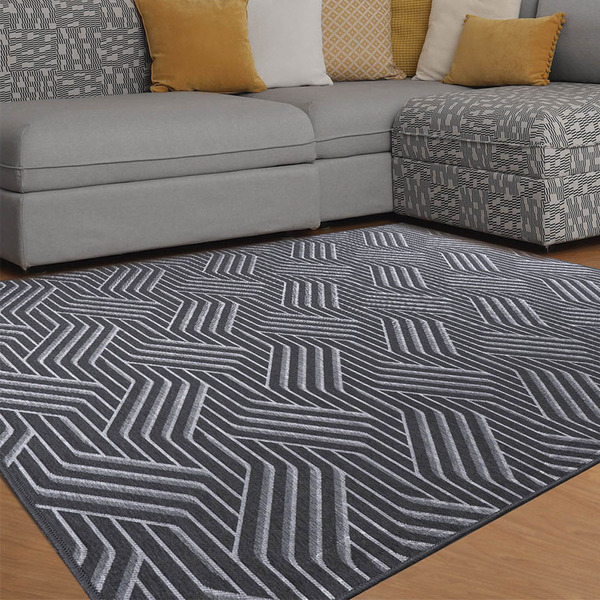 Tapete Sala Quarto Funcional Azulejo 2 00 X 2 50  - Chumbo-56