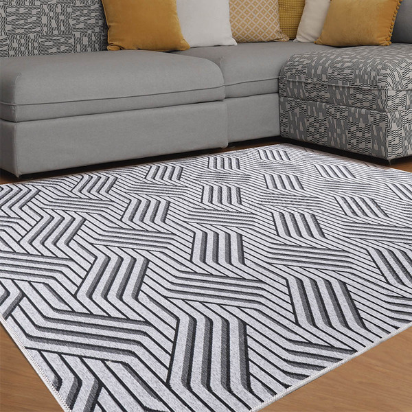 Tapete Sala Quarto Funcional Azulejo 2 00 X 2 50  - Cinza-51