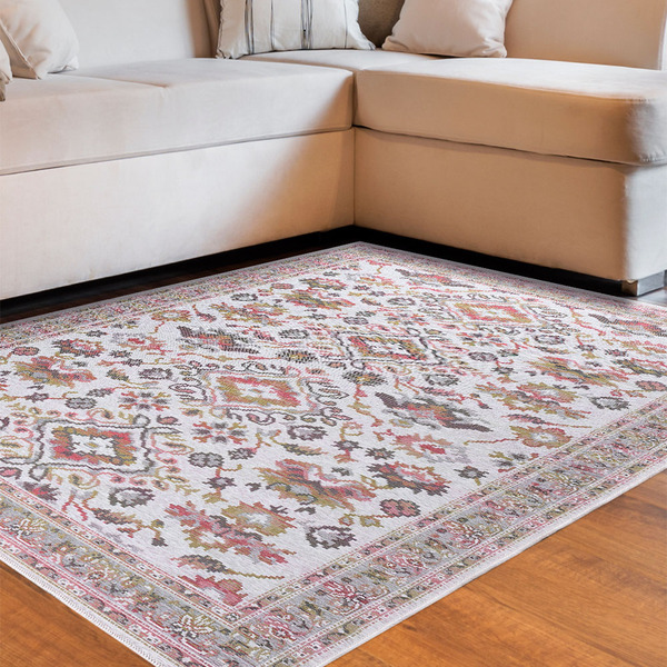 Tapete Sala/quarto Funcional Medalhão 1 00 X 1 50  - Cinza-51