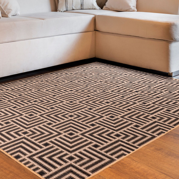 Tapete Sala Quarto Funcional Tabuleiro 1 00 X 1 50 - Bege-72