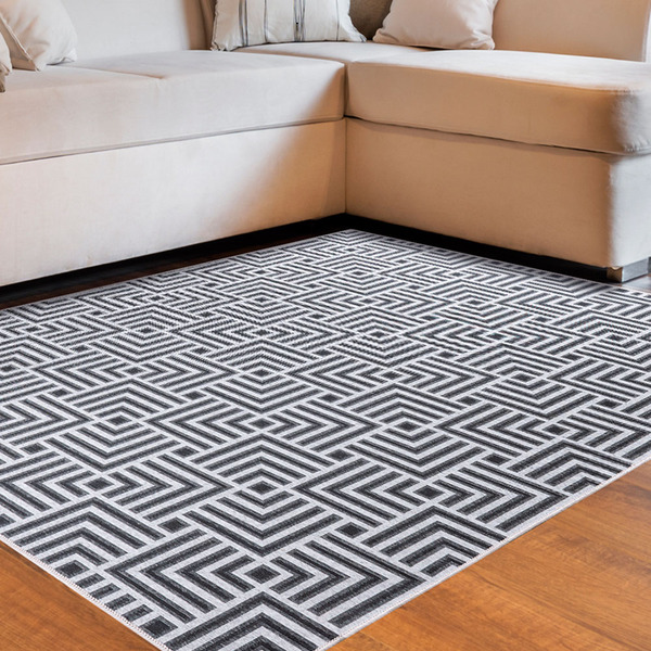 Tapete Sala Quarto Funcional Tabuleiro 2 00 X 2 50 - Cinza-51