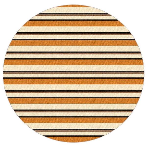 Tapete Saturs Listrado Redondo Marrom 140cm