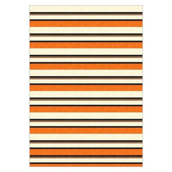 Tapete Saturs Moderno Listrado Laranja 100 X 140cm