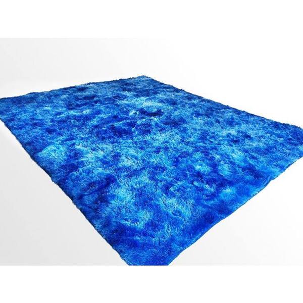 Tapete Saturs Shaggy Pelo Alto Mesclado Azul - 140 X 200 Cm T
