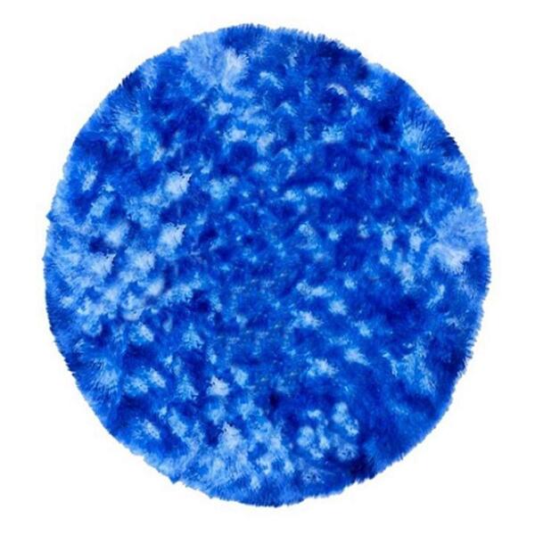 Tapete Saturs Shaggy Pelo Alto Mesclado Azul Redondo 140cm