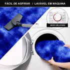 Tapete Saturs Shaggy Pelo Alto Mesclado Azul Redondo 140cm