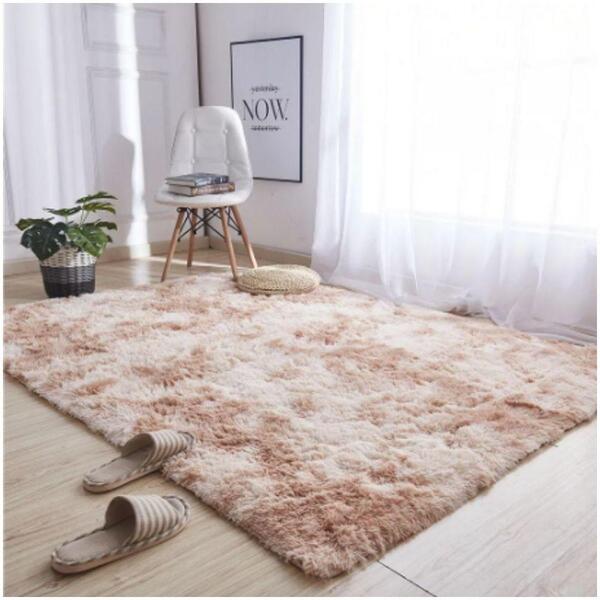 Tapete Saturs Shaggy Pelo Alto Mesclado Bege - 50 X 100cm