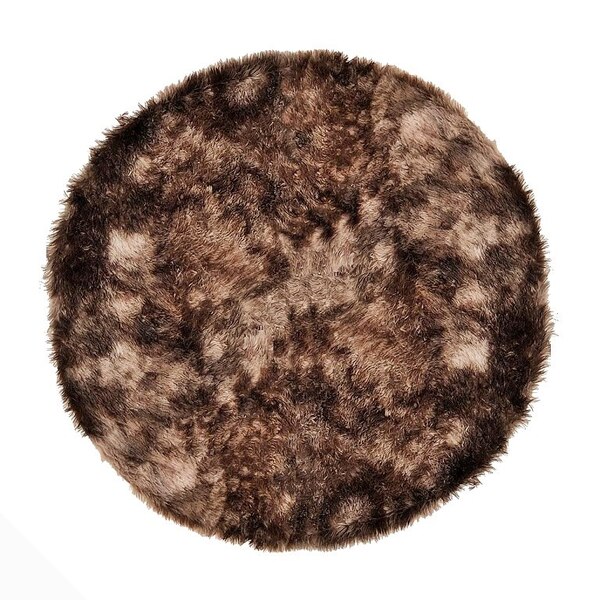 Tapete Saturs Shaggy Pelo Alto Mesclado Marrom Redondo 200 Cm