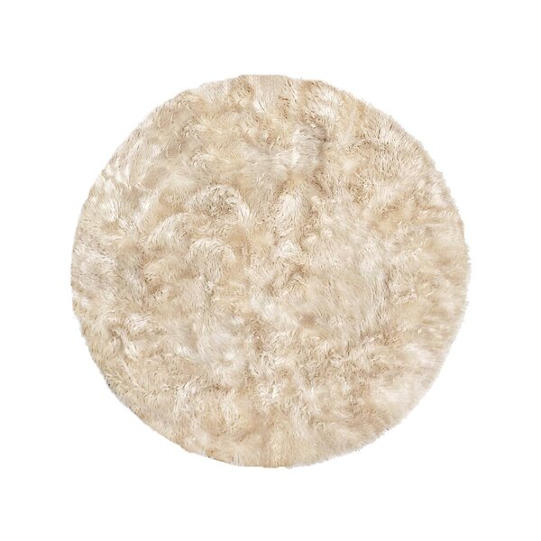 Tapete Saturs Shaggy Pelo Alto Pérola Nude Redondo 200 Cm Tap