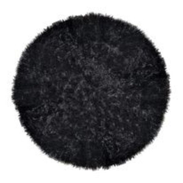 Tapete Saturs Shaggy Pelo Alto Preto Redondo 200 Cm Tapete Pa