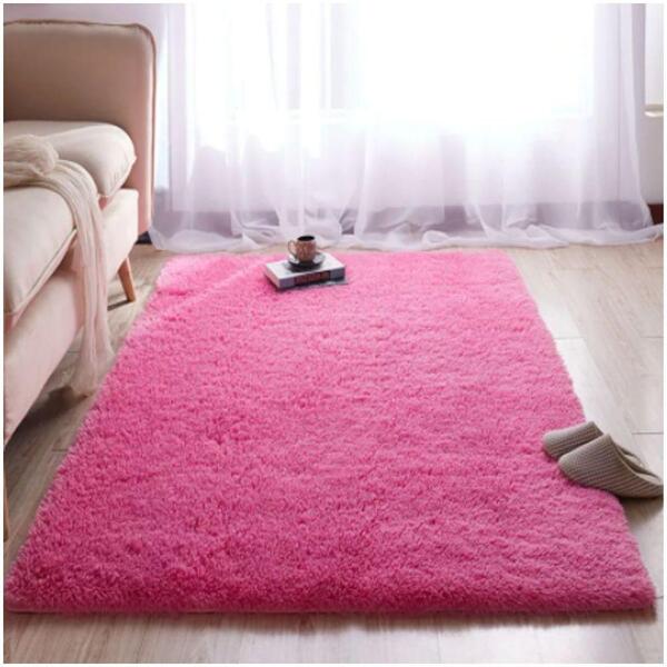 Tapete Saturs Shaggy Pelo Alto Rosa - 100 X 120cm