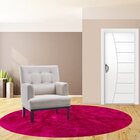 Tapete Saturs Shaggy Pelo Alto Rosa Redondo 140 Cm Tapete Par