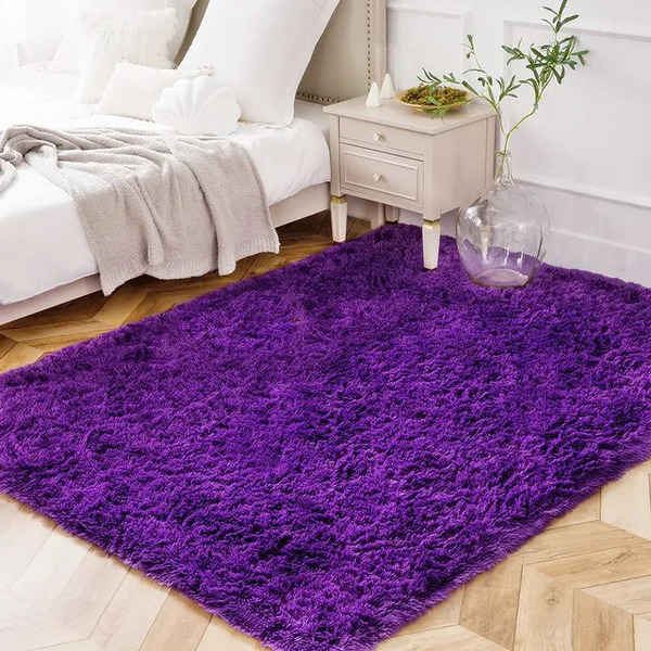 Tapete Saturs Shaggy Pelo Alto Roxo  - 100 X 120 Cm Tapete Pa