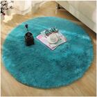 Tapete Saturs Shaggy Pelo Alto Turquesa Redondo 100cm