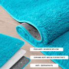 Tapete Saturs Shaggy Pelo Alto Turquesa Redondo 100cm