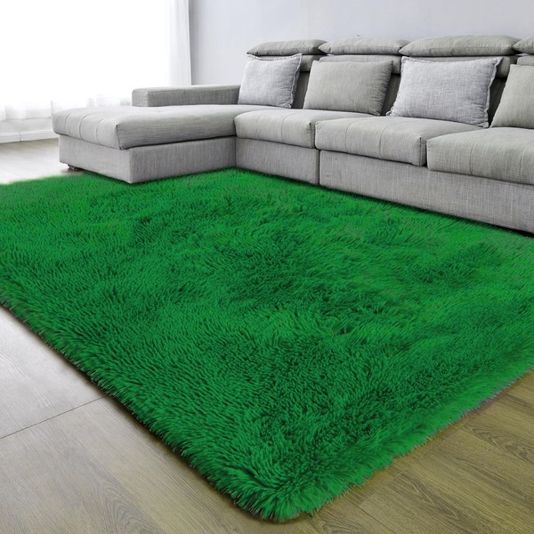 Tapete Saturs Shaggy Pelo Alto Verde  - 200 X 240 Cm Tapete P