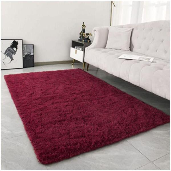 Tapete Saturs Shaggy Pelo Alto Vinho - 50 X 100cm