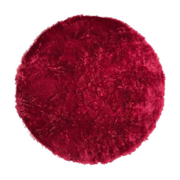 Tapete Saturs Shaggy Pelo Alto Vinho  Redondo 200 Cm Tapete P