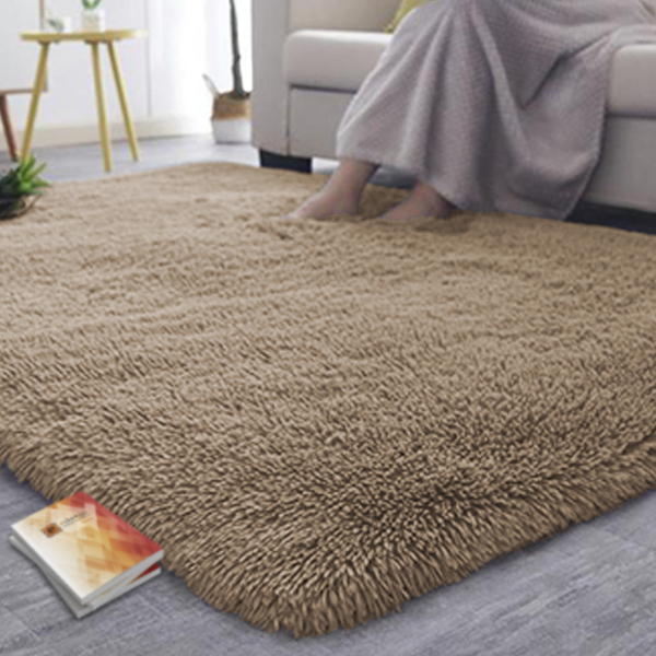 Tapete Shaggy  Sala E Quarto  Felpudo  200x140cm Bege Casen