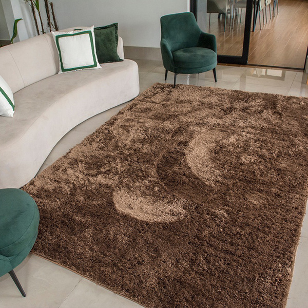 Tapete Shaggy Quarto E Sala Pêlo Alto Casen Bege